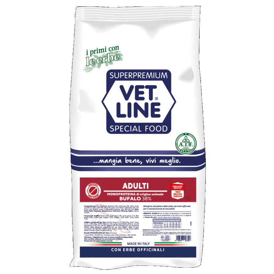 Vet Line Crocchette Cane Adulti - Bufalo 3 Kg Vet Line Crocchette Cane Adulti - Bufalo 3 Kg